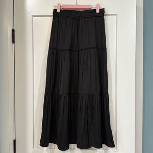 Rachel Zoe Tiered Black Maxi Skirt with Beaded Tassels. XS